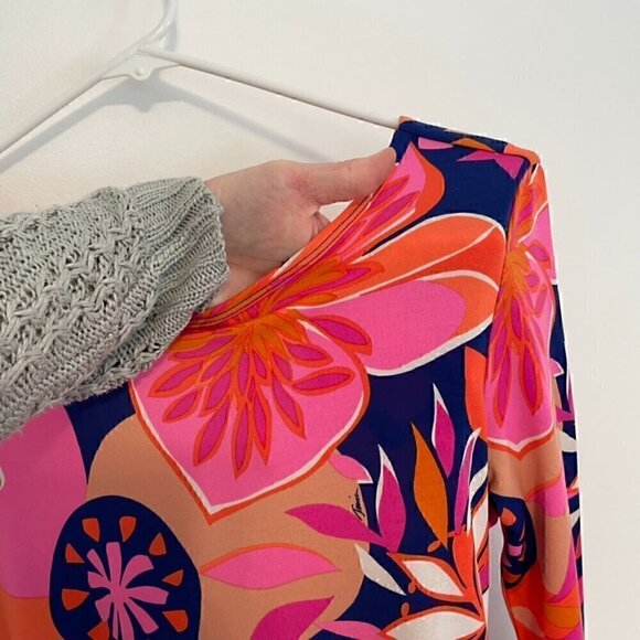 TRINA TRINA TURK Ocean Floral Matte Jersey Tie Back Dress Orange Pink Mini Party - Picture 8 of 14